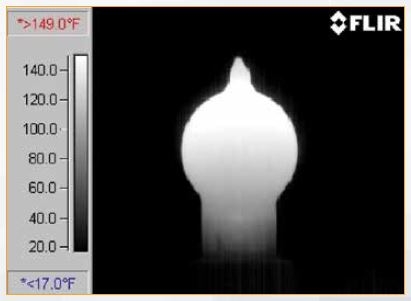 Figure 5: Thermographic image of light bulb with microbolometer detector (7.5 μm to 13.0 μm)