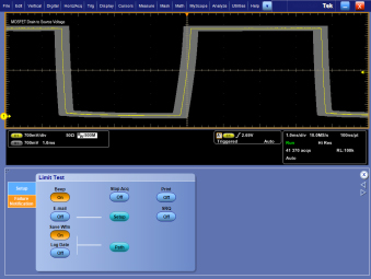 Oscilloscope Limit Test of the voltage across a MOSFET